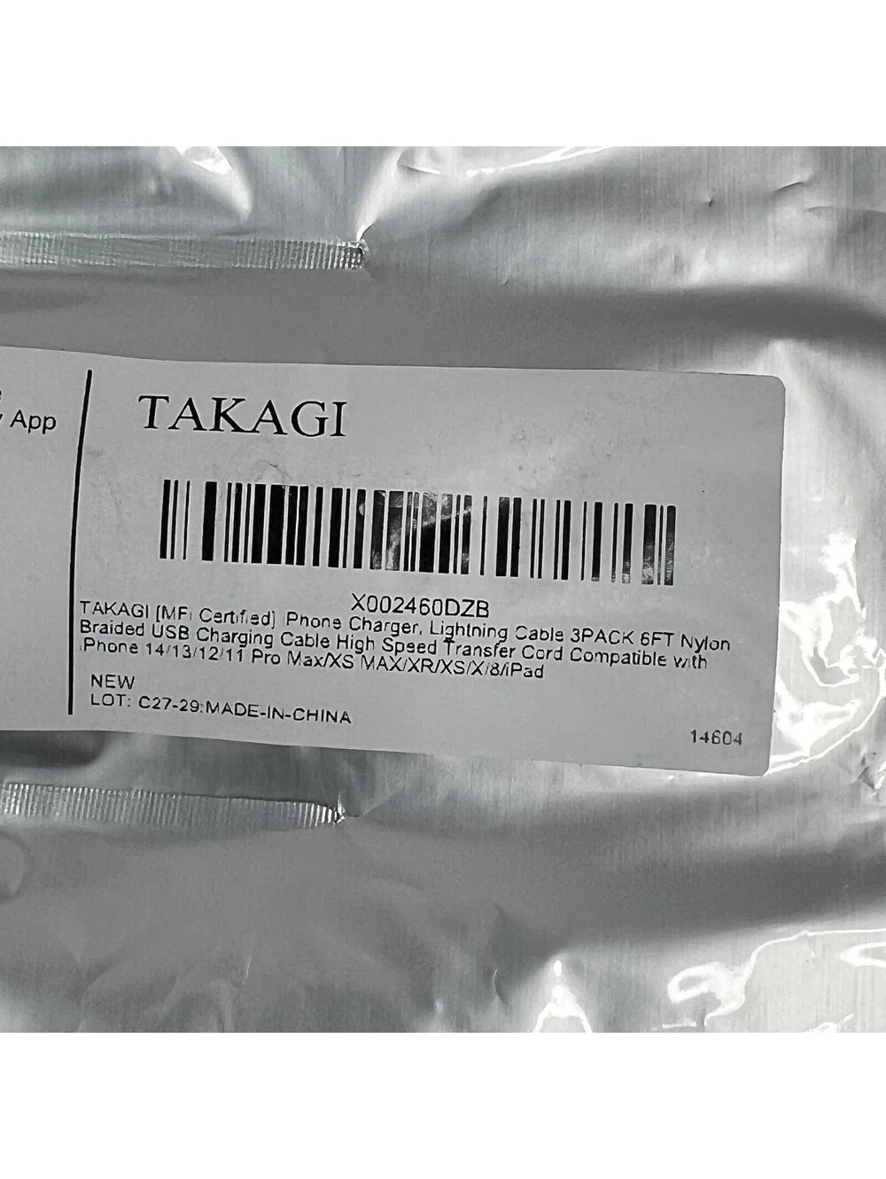 TAKAGI [Apple Mfi Certified] Iphone Charger, Lightning Cable 3PACK 6FT Nylon